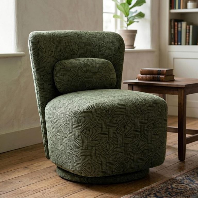 Aura Swivel Chair - Curved Back - Olive - Fabric