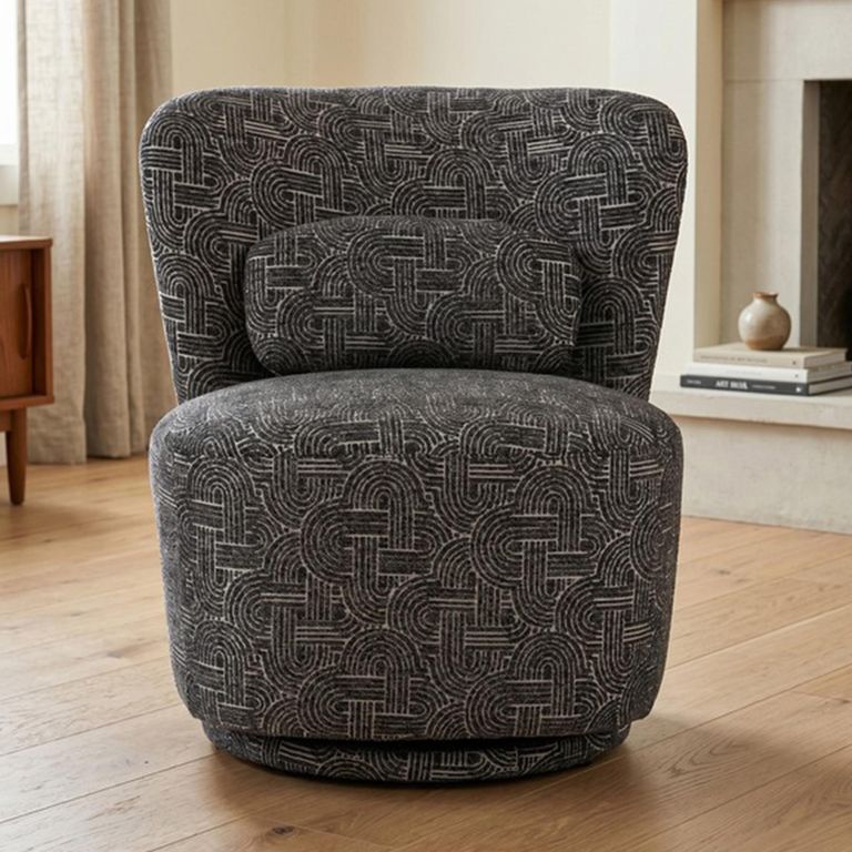 Aura Swivel Chair - Curved Back - Charcoal - Fabric
