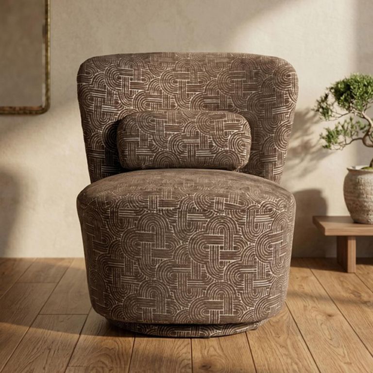 Aura Swivel Chair - Curved Back - Espresso - Fabric