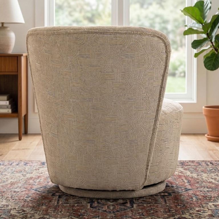 Aura Swivel Chair - Curved Back - Oatmeal - Fabric