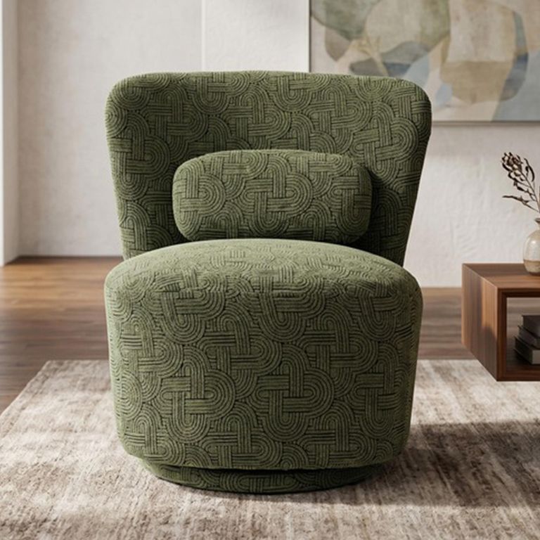 Aura Swivel Chair - Curved Back - Olive - Fabric