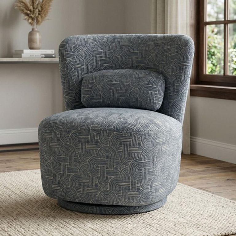 Aura Swivel Chair - Curved Back - Slate - Fabric