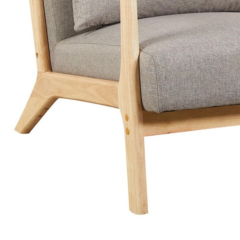 Hadley Accent Armchair - Stone Linen - Fabric and Wood