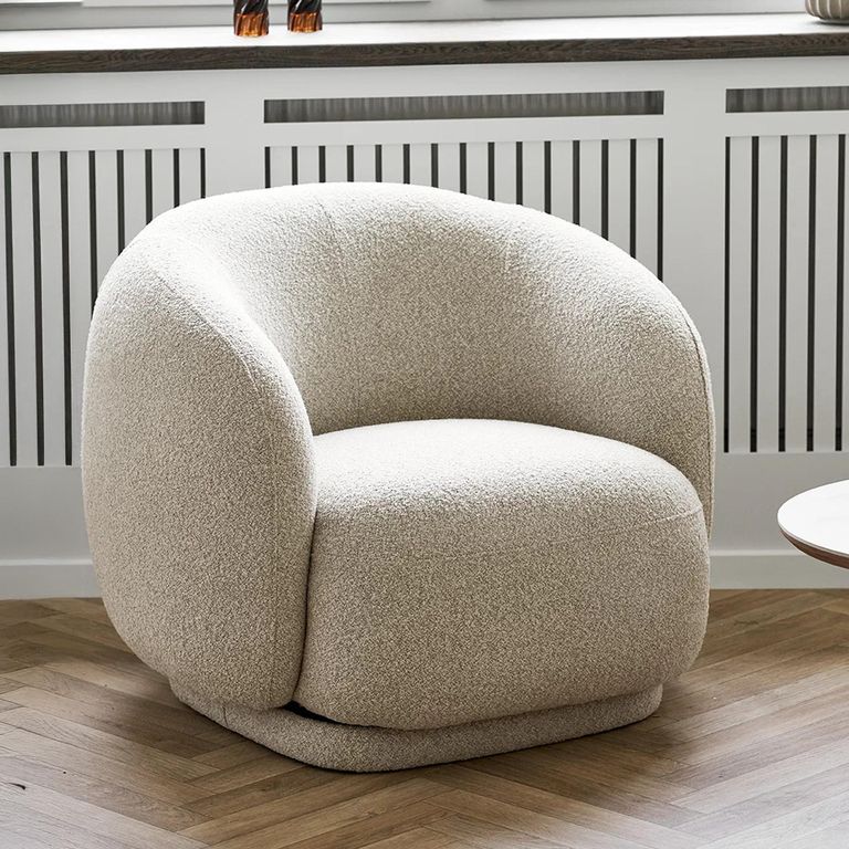 Hawkes Lounge Armchair - Curved Back - Cream - Fabric