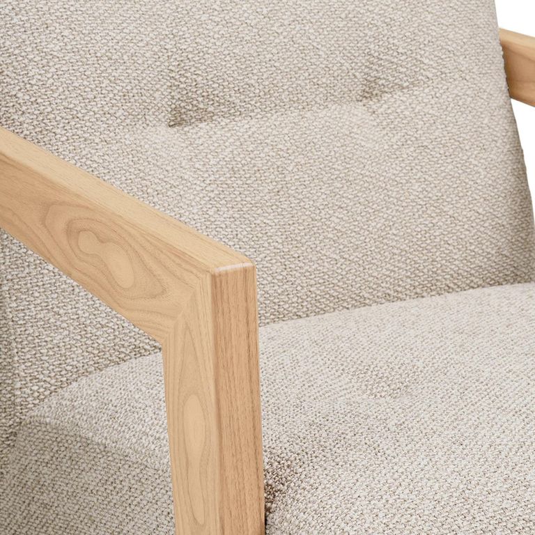Caracas Lounge Armchair - Beige - Fabric and Plywood