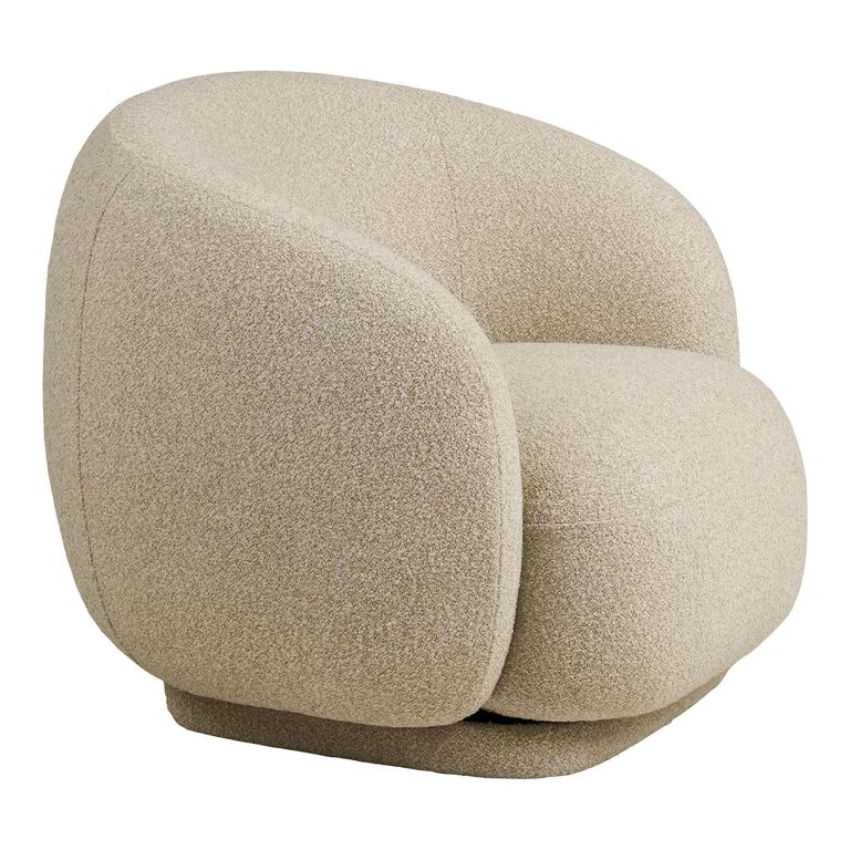 Hawkes Lounge Armchair - Curved Back - Cream - Fabric