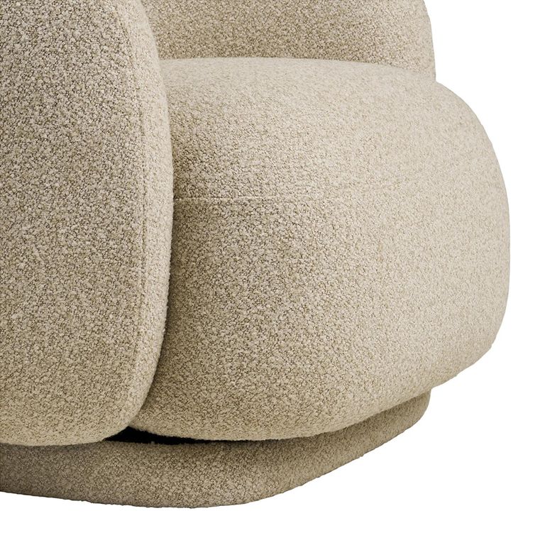 Hawkes Lounge Armchair - Curved Back - Cream - Fabric