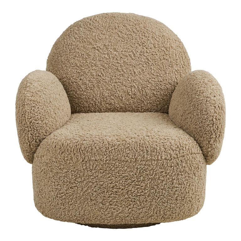 Messina Swivel Lounge Armchair - Light Brown - Fabric