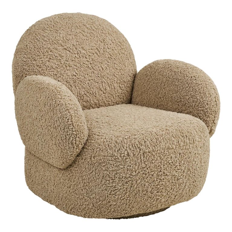Messina Swivel Lounge Armchair - Light Brown - Fabric