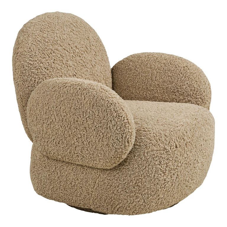 Messina Swivel Lounge Armchair - Light Brown - Fabric
