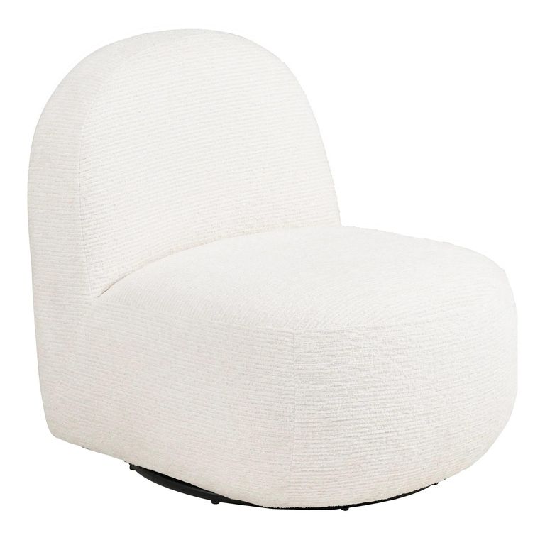 Milo Swivel Lounge Chair - Off White - Fabric