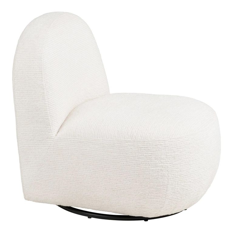 Milo Swivel Lounge Chair - Off White - Fabric