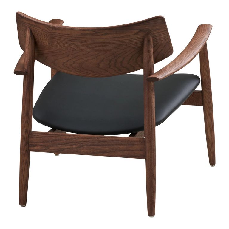 Olvera Lounge Armchair - Dark Brown and Black - Ash Wood and Faux Leather
