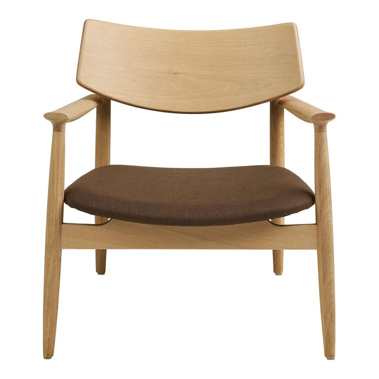 Olvera Lounge Armchair - Natural and Brown - Ash Wood and Fabric