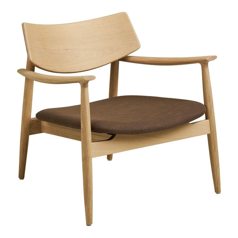 Olvera Lounge Armchair - Natural and Brown - Ash Wood and Fabric