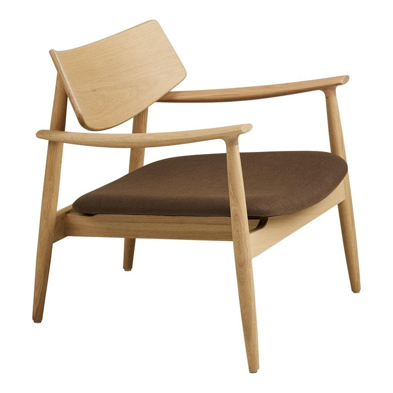 Olvera Lounge Armchair - Natural and Brown - Ash Wood and Fabric