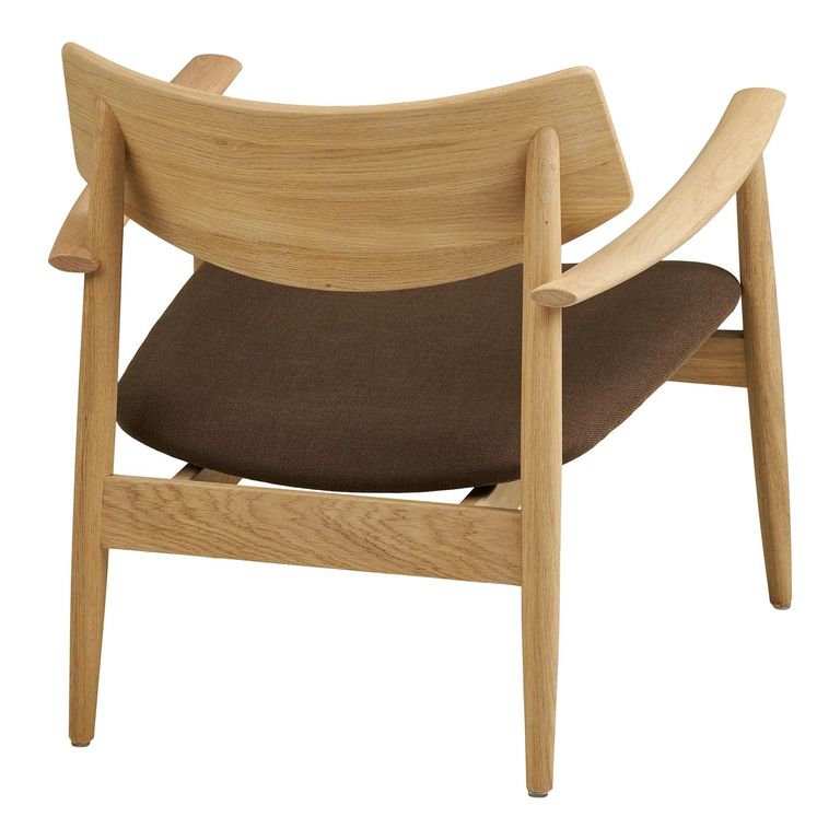 Olvera Lounge Armchair - Natural and Brown - Ash Wood and Fabric