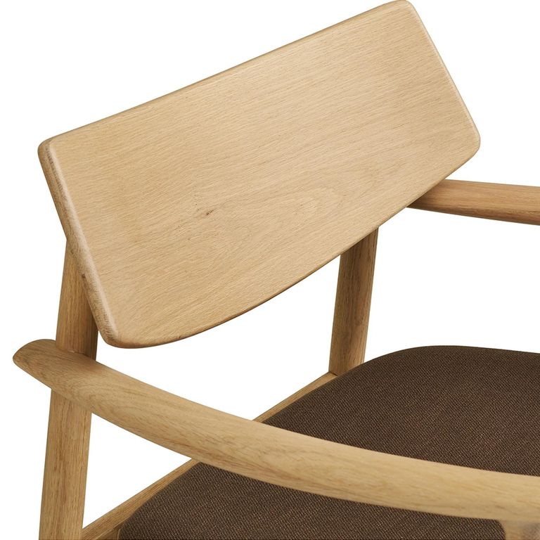 Olvera Lounge Armchair - Natural and Brown - Ash Wood and Fabric