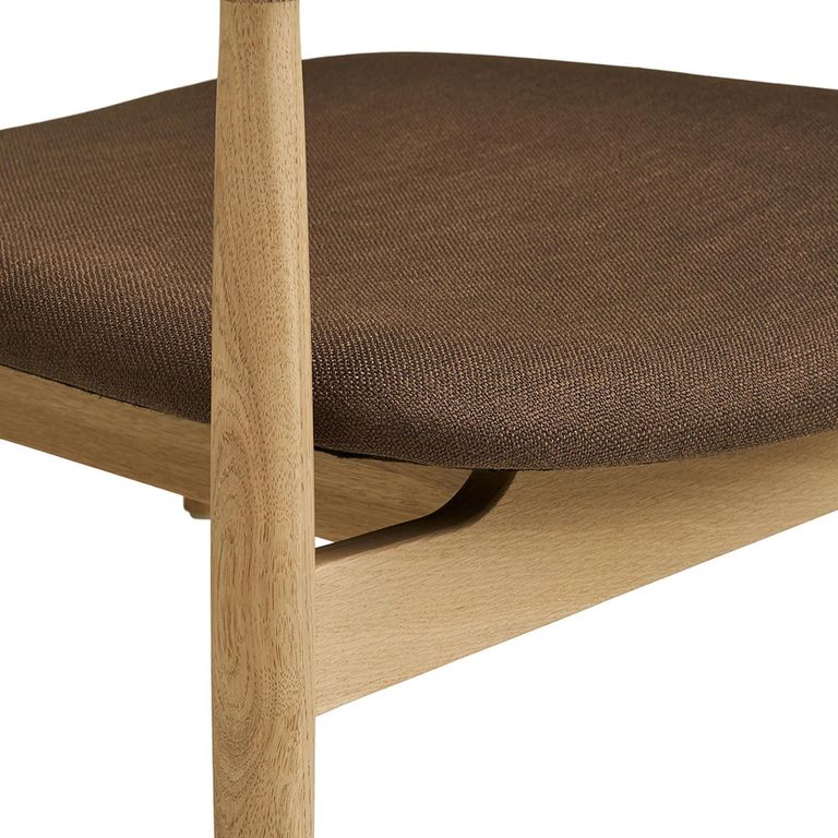 Olvera Lounge Armchair - Natural and Brown - Ash Wood and Fabric