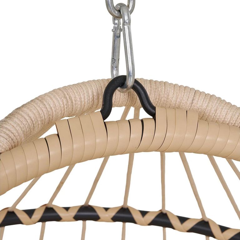 Patras Outdoor Hanging Chair - Beige and Black - Rattan and Metal
