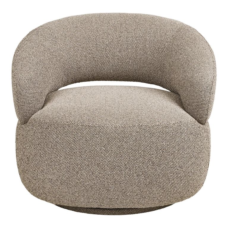 Sion Swivel Lounge Armchair - Curved Back - Beige - Fabric