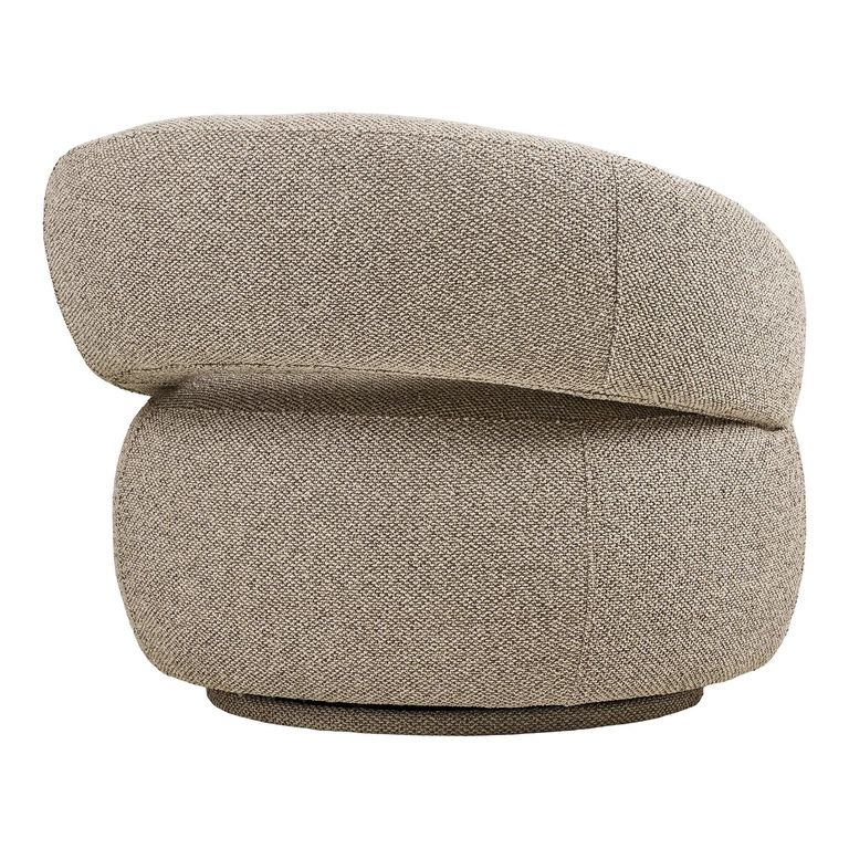 Sion Swivel Lounge Armchair - Curved Back - Beige - Fabric