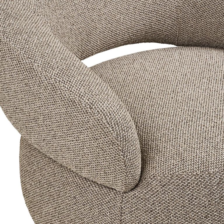 Sion Swivel Lounge Armchair - Curved Back - Beige - Fabric