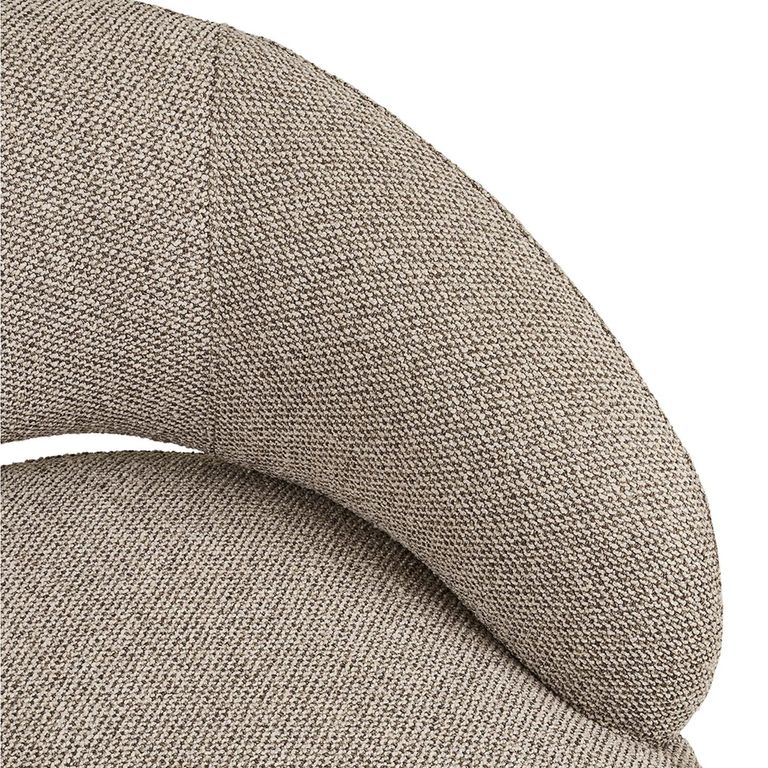 Sion Swivel Lounge Armchair - Curved Back - Beige - Fabric