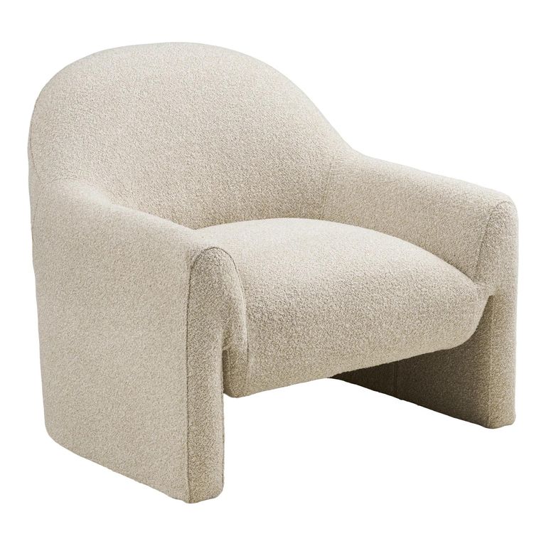 Zahara Lounge Armchair - Curved Back - Beige - Fabric