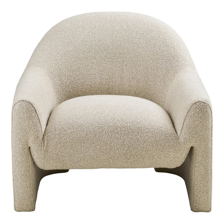 Zahara Lounge Armchair - Curved Back - Beige - Fabric
