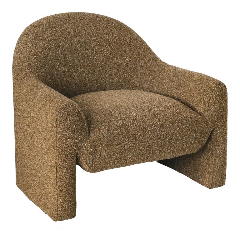 Zahara Lounge Armchair - Curved Back - Brown - Fabric