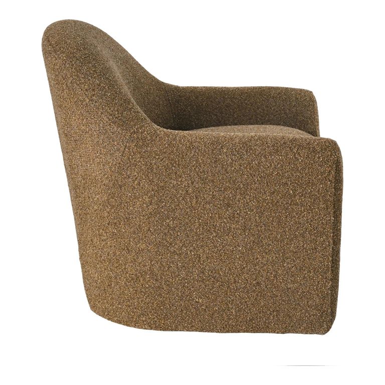 Zahara Lounge Armchair - Curved Back - Brown - Fabric