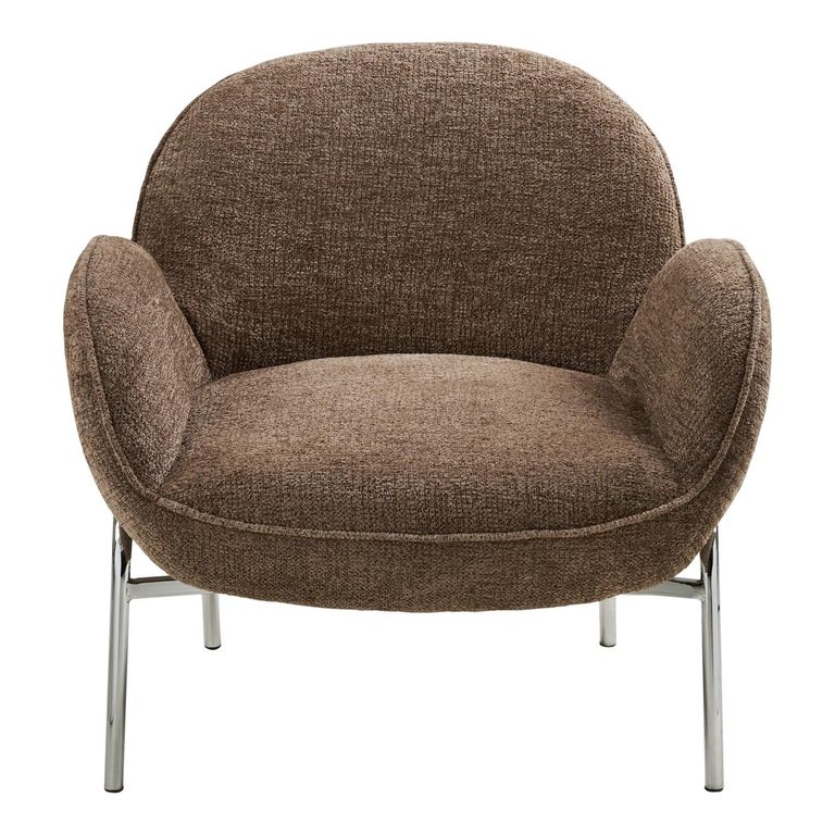 Zomba Lounge Armchair - Brown and Chrome - Fabric and Metal