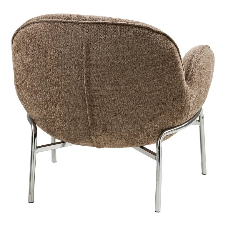 Zomba Lounge Armchair - Brown and Chrome - Fabric and Metal