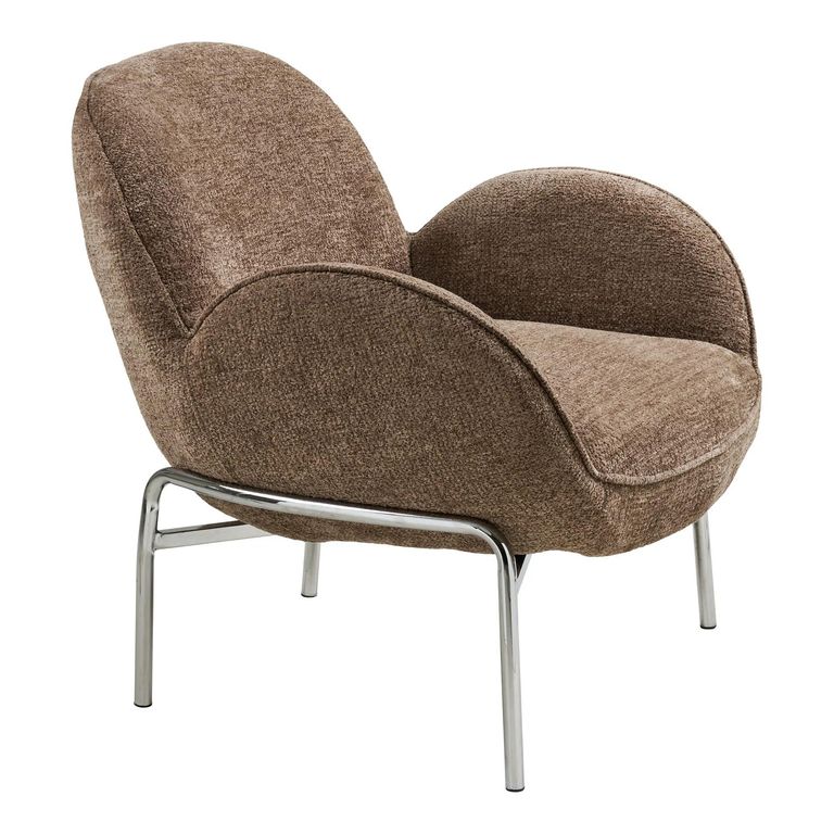 Zomba Lounge Armchair - Brown and Chrome - Fabric and Metal
