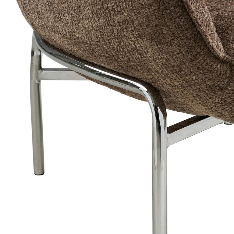Zomba Lounge Armchair - Brown and Chrome - Fabric and Metal