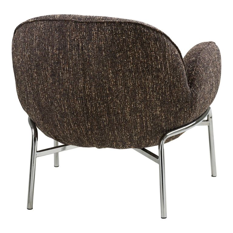 Zomba Lounge Armchair - Dark Brown and Chrome - Fabric and Metal