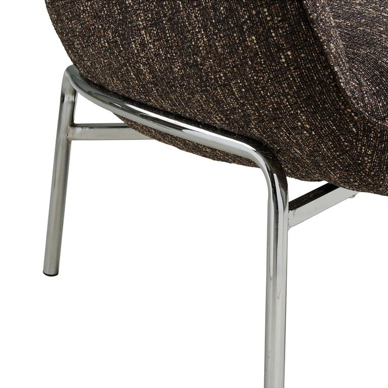 Zomba Lounge Armchair - Dark Brown and Chrome - Fabric and Metal