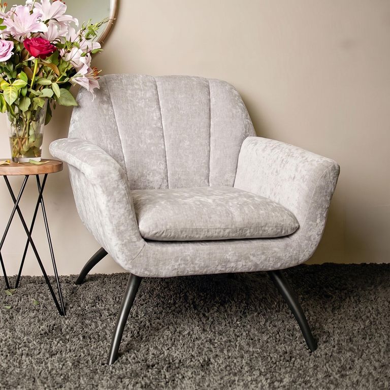 Amalfi Grey Chenille Fabric Accent Chair