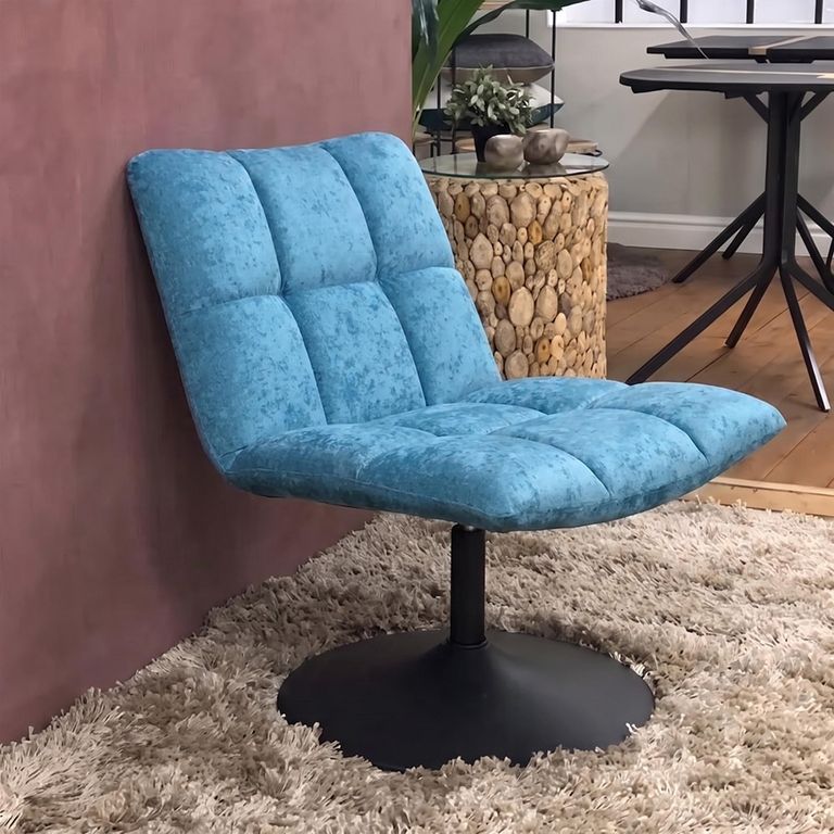 Yerevan Blue Chenille Fabric Swivel Chair