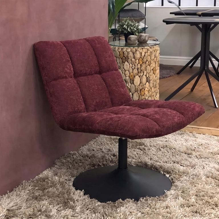 Yerevan Pink Chenille Fabric Swivel Chair