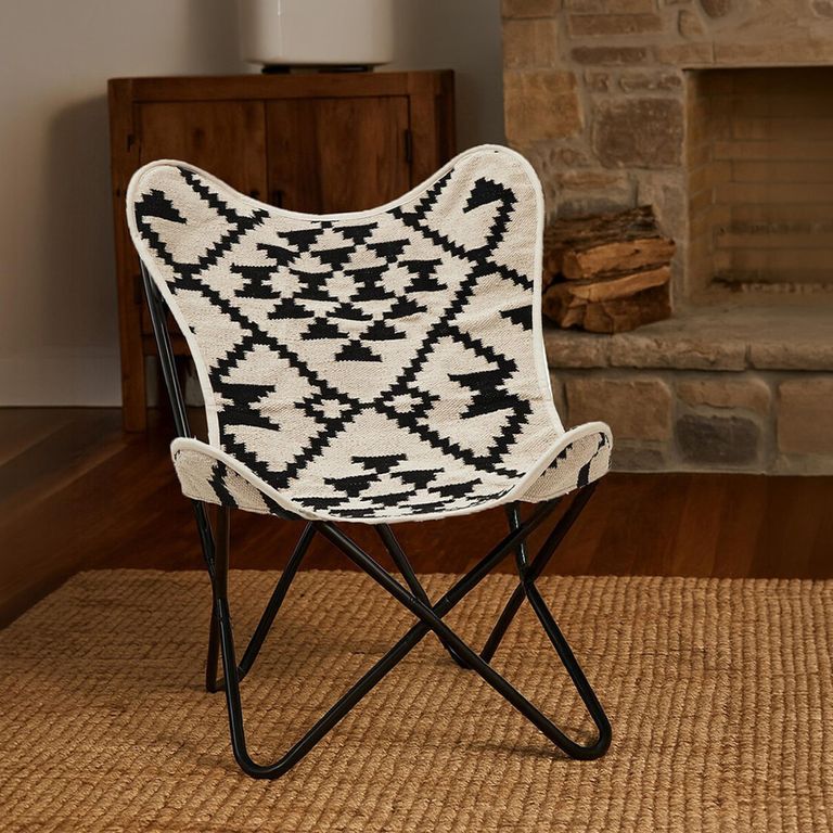 Cefena Butterfly Chair - Black and White Patterned Fabric