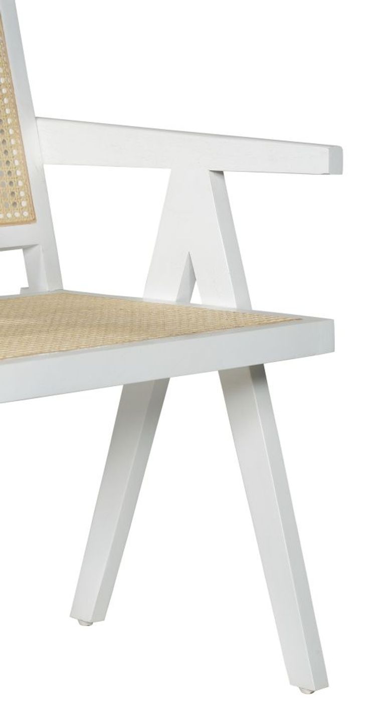 Clearance - Jeanne Armchair - White Wooden Frame - Natural Cane Back