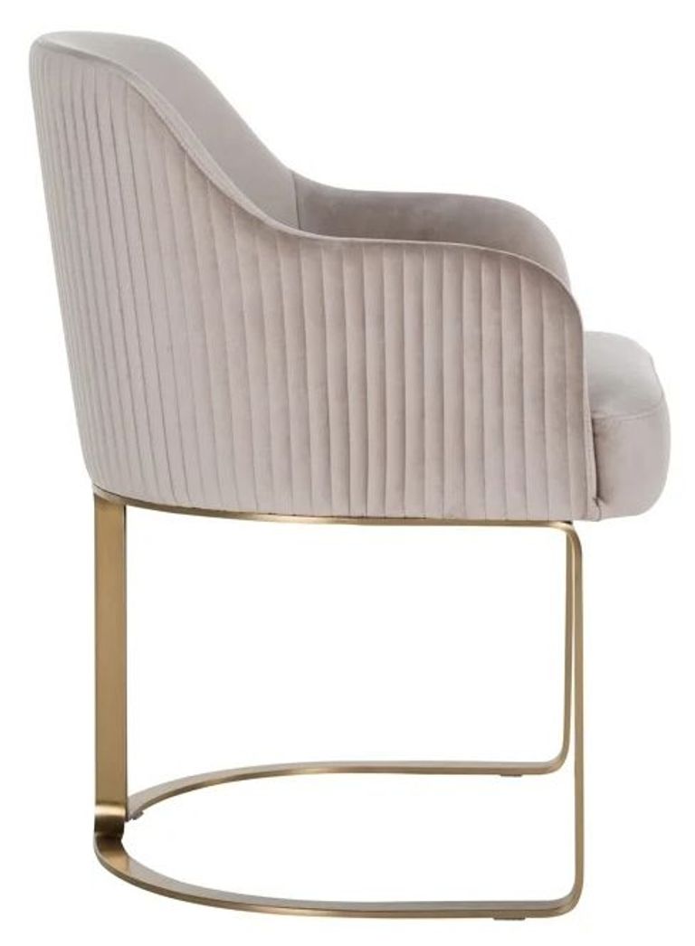 Hadley Khaki Velvet Fabric Armchair with Gold Legs 