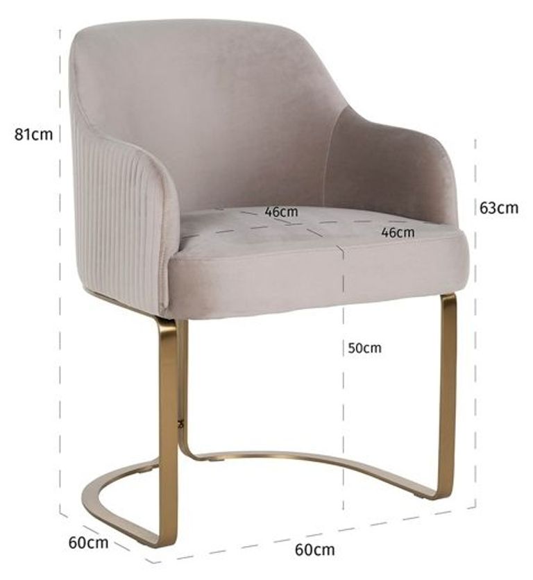 Hadley Khaki Velvet Fabric Armchair with Gold Legs 