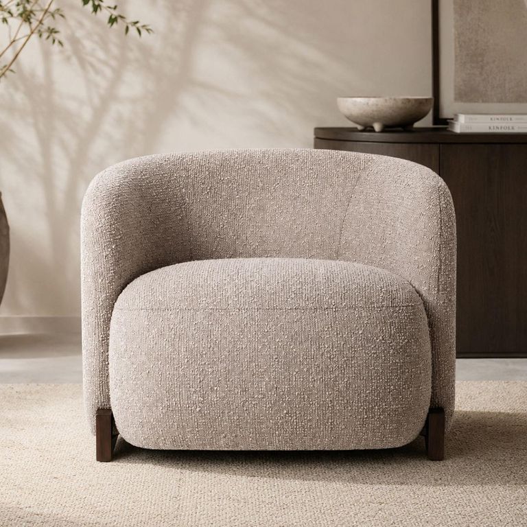 Hannah Lounge Chair - Chunky - Mocca - Fabric and Wood