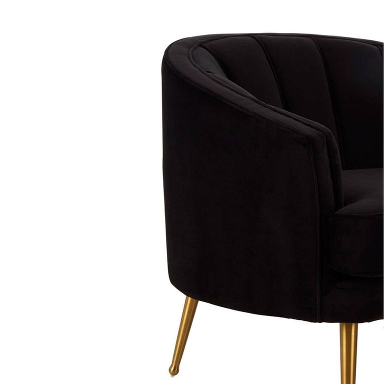 Hendricks Love Chair - Black Velvet Fabric with Gold Legs