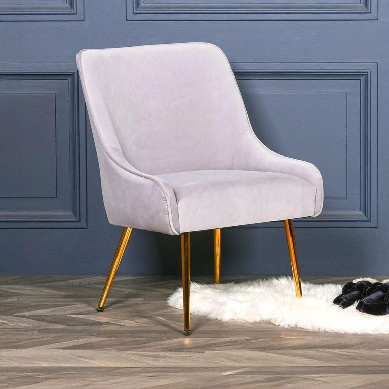 Bedroom Chair - Light Grey Velvet