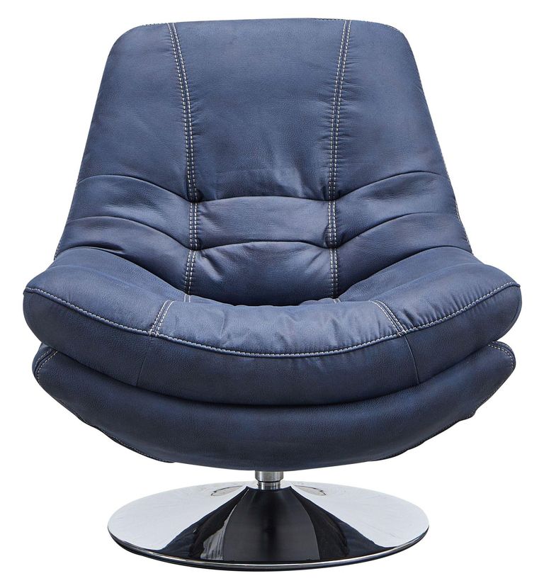 Clearance - Vento Swivel Chair and Footstool - Midnight Blue Fabric
