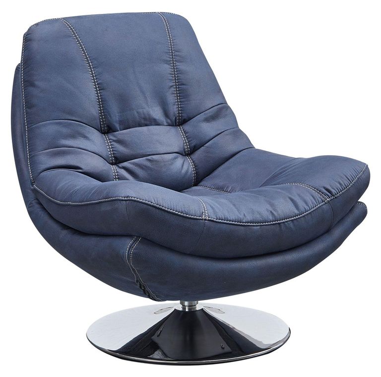 Clearance - Vento Swivel Chair and Footstool - Midnight Blue Fabric
